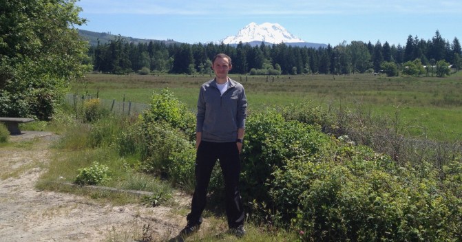 Approaching Mount Rainier in June of 2012.