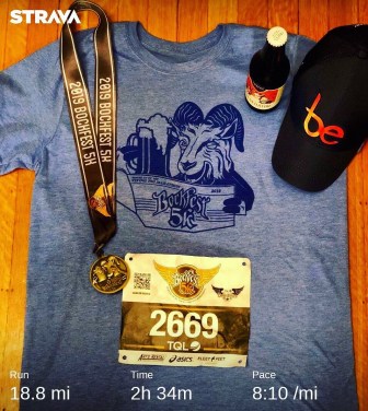 The spoils from 2019's Bockfest 5k.