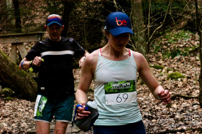 Me and my wife on the course of the Forget the PR Mohican 50k. Photo by Michael Semick.