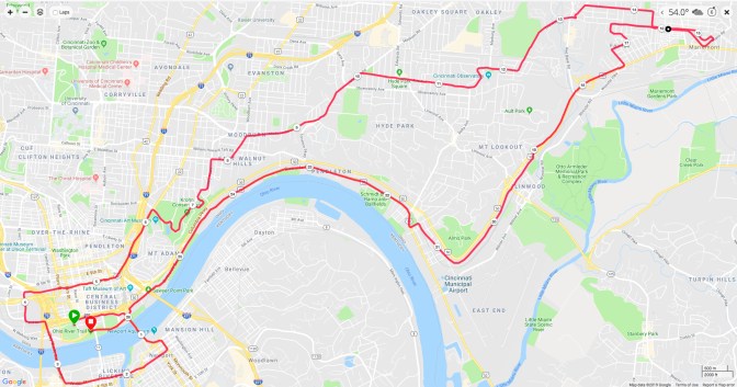 My Garmin-mapped data from the 2019 Flying Pig course.